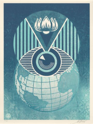 Shepard Fairey (né en 1970) Flint Eye alert globe