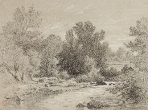 Achille Benouville (1815-1891) Paysage au torrent