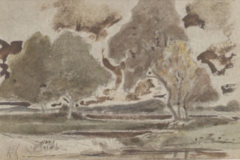 Henri Harpignies (1819-1916) Paysage à l’étang