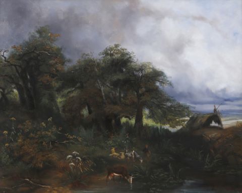Louis Cabat (1812-1893) Paysage au berger...