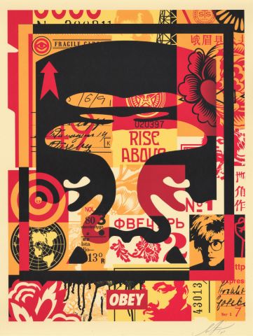 Shepard Fairey (né en 1970) Triptyque collage