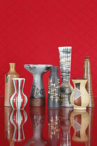 Ensemble de 7 soliflores, vases, porte-pipes...