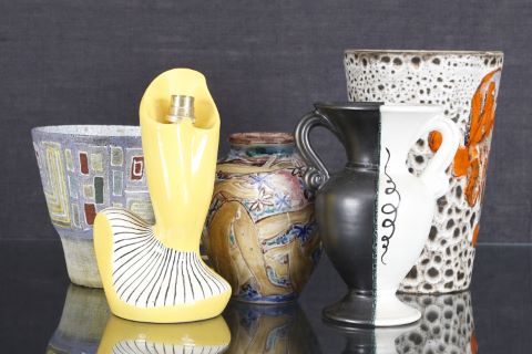 1 cache-pot + 1 lampe + 3 vases [5 pièces]