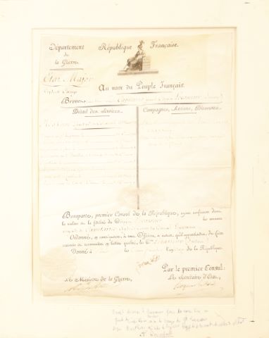 [BONAPARTE, Napoléon] Brevet signé Bonaparte