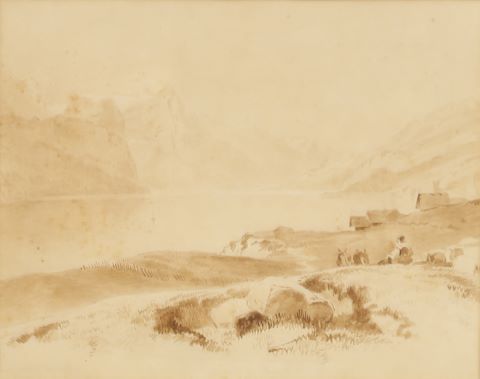École suisse du XIXe siècle Paysage avec lac