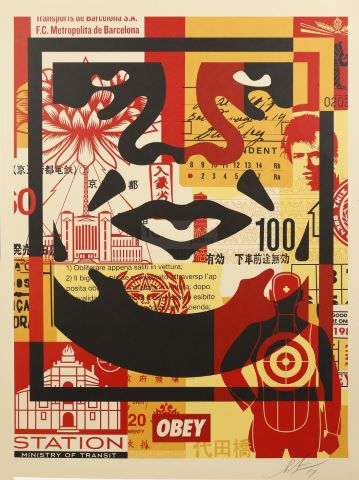 Triptyque 3 faces Obey Giant (collage)