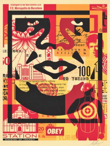Shepard Fairey (né en 1970) Triptyque 3 faces...