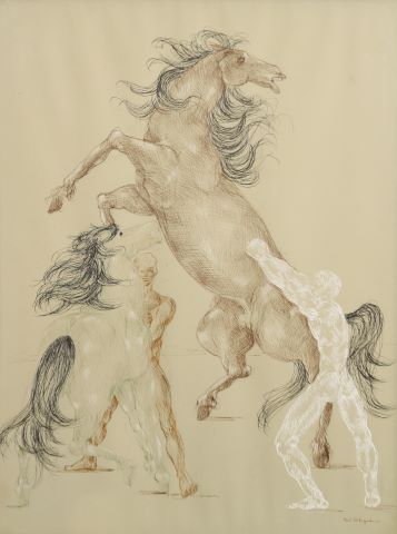 Nus masculins et chevaux