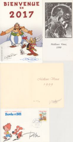 6 cartes de vœux et timbres