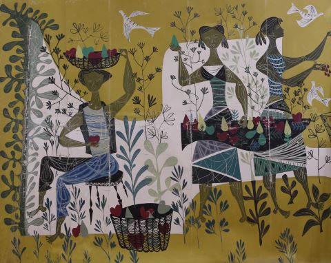 René Fumeron (1921-2004) Cueilleurs et pêcheurs