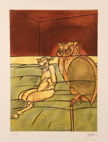 Valerio Adami (né en 1935) Faune et hibou