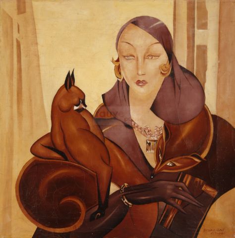 Alberto Vargas (1896-1982) Élégante au renard