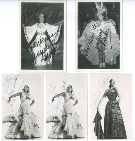 Ensemble de 5 dédicaces de Joséphine Baker