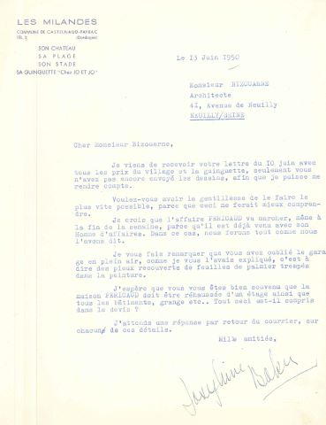 Important ensemble de lettres dactylographiées signées de 1950 à 1963