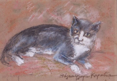 Thalia Flora-Caravia (1871-1960) Chat aux yeux...