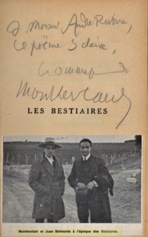 MONTHERLANT (Henry de). Les Bestiaires