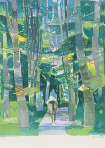 Camille Hilaire (1916-2004) Cavalier en forêt
