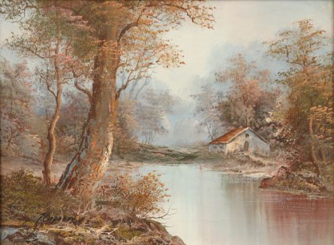 Irene Cafieri (XXe siècle) Paysage lacustre