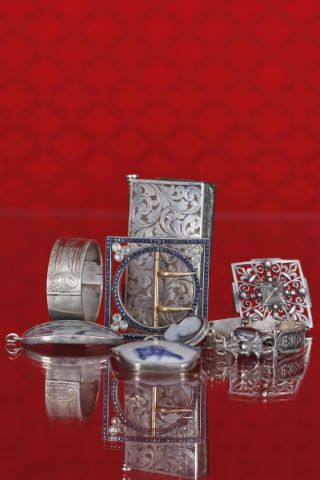 Ensemble d’objets de vitrine en argent