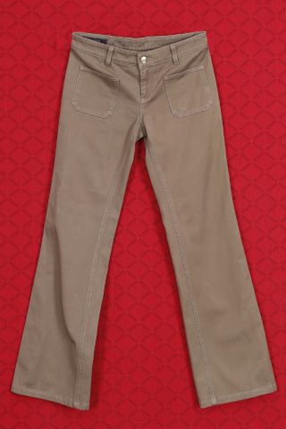 1 jean toile beige + 1 ceinture boucle argenté