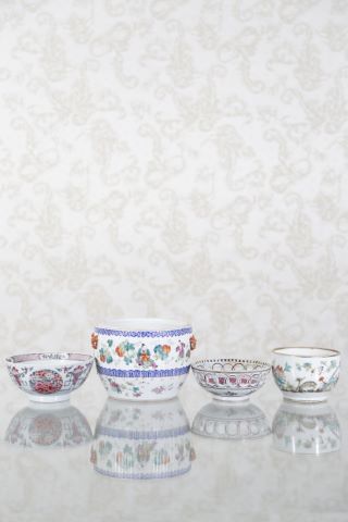 Chine 3 bols + 1 jardinière en porcelaine