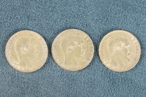 Ensemble 3 pièces 20 francs Napoléon III or