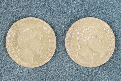 Ensemble 2 pièces de 10 francs or Napoléon III