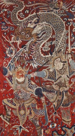 Chine Suite de 2 panneaux brodés