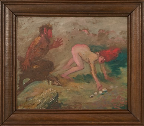 Faune pourchassant une jeune femme rousse