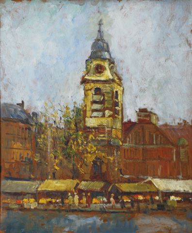 Scène de marché devant l’église