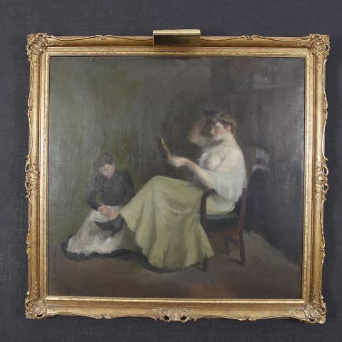Femme à sa toilette avec sa servante