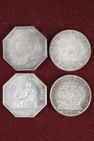 Lot de 4 jetons français - Commerce