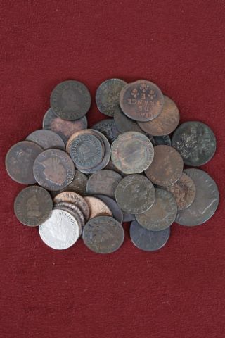 Lot de monnaies de cuivre et d'un douzième d'écu