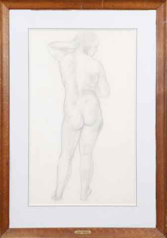 Nu féminin de dos une main dans les cheveux