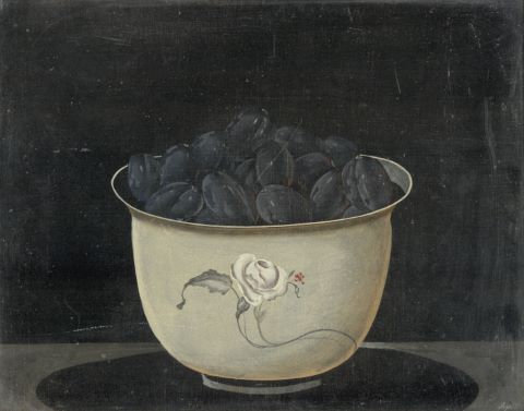 Jacques Feger (né en 1940) Nature morte aux prunes