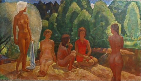 Guenady Myznikov (né en 1933) Rivière en forêt