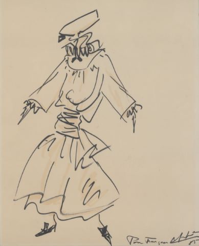 École du XXe siècle 2 dessins de costumes...