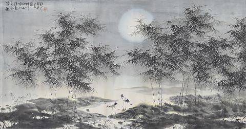Paysage nocturne aux volatiles