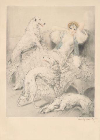 Élégante aux lévriers