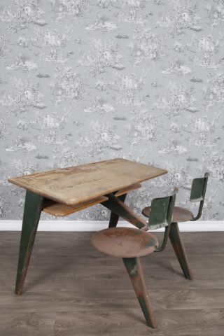 Jean Prouvé (1901-1984) Bureau d’écolier biplace...