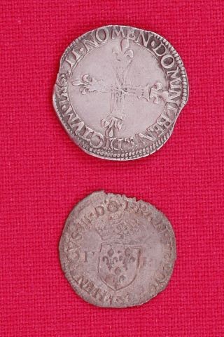 Henri III (1574-1589) Lot de 2 monnaies