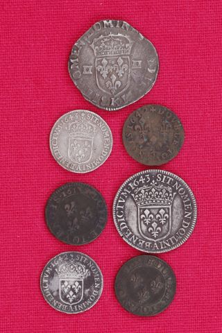 Louis XIII (1610-1643) Lot de 7 monnaies