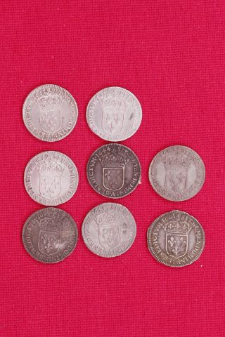 Lot de 8 monnaies d’1/12ème d’écu de Louis XIV (1643-1715)