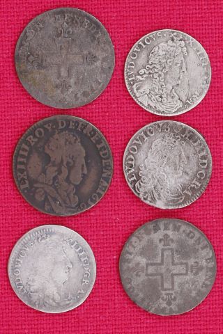 Lot de 6 monnaies diverses de Louis XIV (1643-1715)