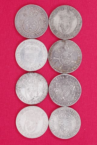 Lot de 12 monnaies d’1/2 écu de Louis XIV...