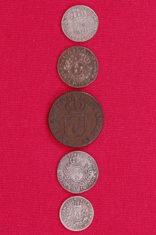 Lot de 5 monnaies de Louis XV (1715-1774)