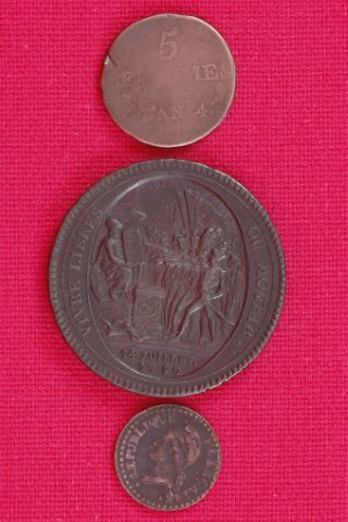 Lot de 3 monnaies de la période révolutionnaire (1792-1799)