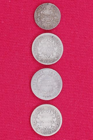 Lot de 4 monnaies de Napoléon Ier (1804-1814)