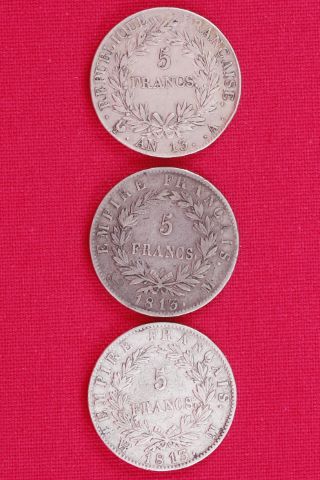 Lot de 3 monnaies de Napoléon Ier (1804-1814)