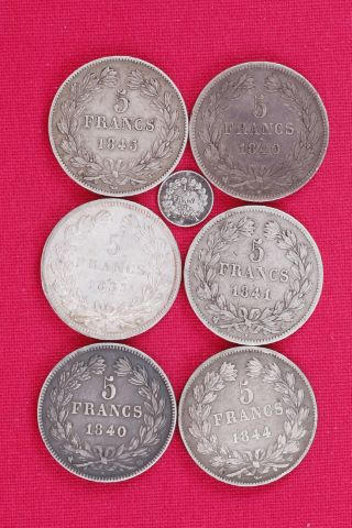 Lot de 7 monnaies de Louis-Philippe Ier (1830-1848)